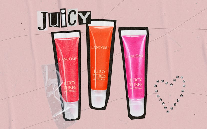 Red, orange and purple Lancôme juicy tubes