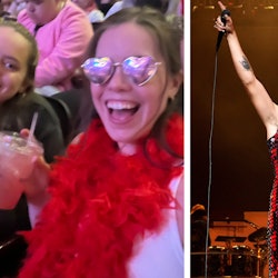 Left, me having the time of my life at a Harry Styles Concert; Right, Harry Styles performing at Coa...