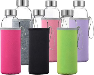 Otis Classic Glass Water Bottle With Sleeve (6 Pack)