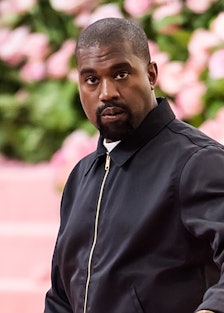 Kanye West wearing a black jacket at the 2019 Met Gala