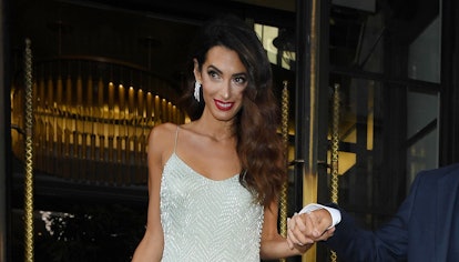 Amal Clooney leaving her hotel ahead of the 'Trouble in Paradise' London Premiere on September 07, 2...