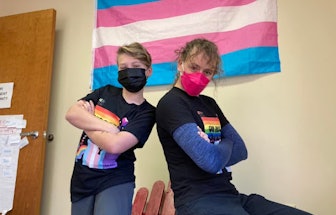 Kids with LGBTQ+ t-shirts in Georgia's "Our Resilient Community" school