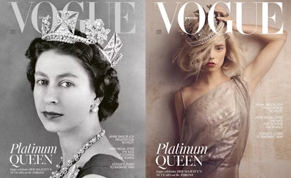 Queen Elizabeth on the cover of Vogue next to Queens Gambit actress Anya Taylor-Joy.
