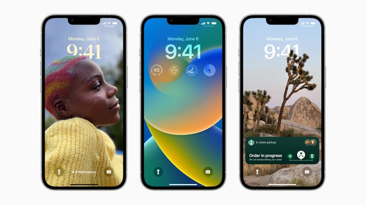 iOS 16 Lock Screen customizations include wallpapers, widgets, and focus options.