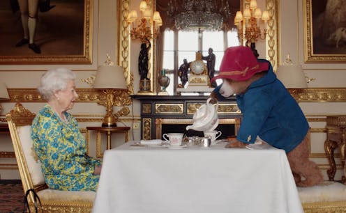 Queen Elizabeth II and Paddington Bear share tea at Buckingham Palace during the Platinum Jubilee We...