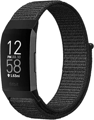 This nylon Fitbit band for sensitive skin fits the Charge series and is breathable and buckle-free.