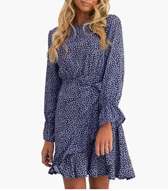 Relipop Long Sleeve Ruffle Hem Mini Dress