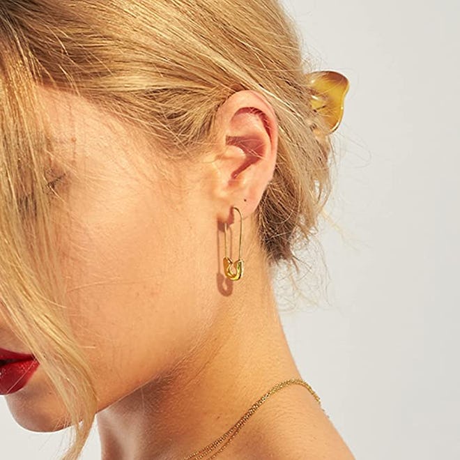 SANNRYA Safety Pin Hoop Earrings