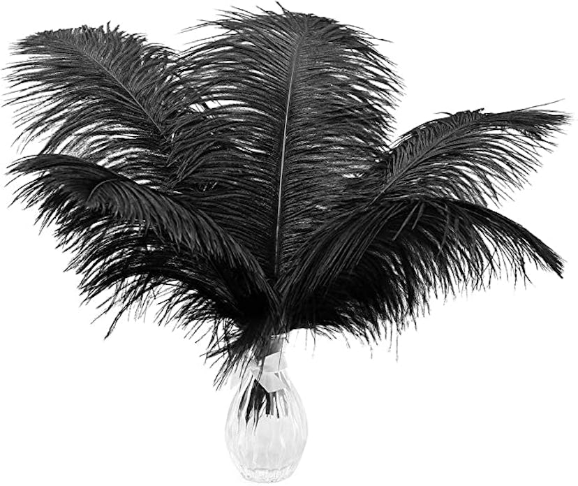 Black feathers are a cheap Halloween decoration you can use all year long.