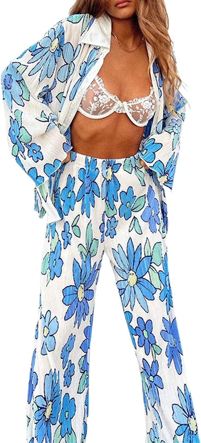 NUFIWI Floral Two-Piece Pants Set