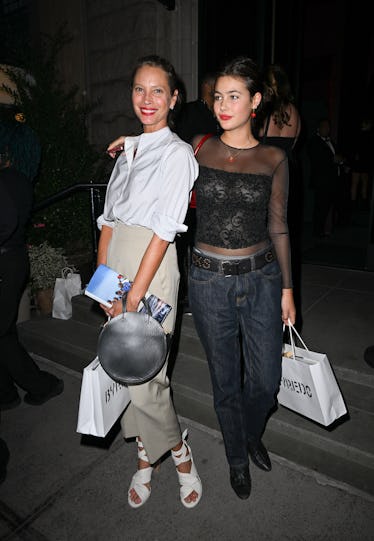 Christy Turlington and Grace Burns leave Edward Enninful’s book party at Veronika restaurant on Sept...