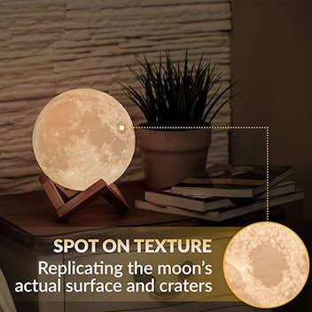 This moon lamp is a great year-round Halloween decoration.