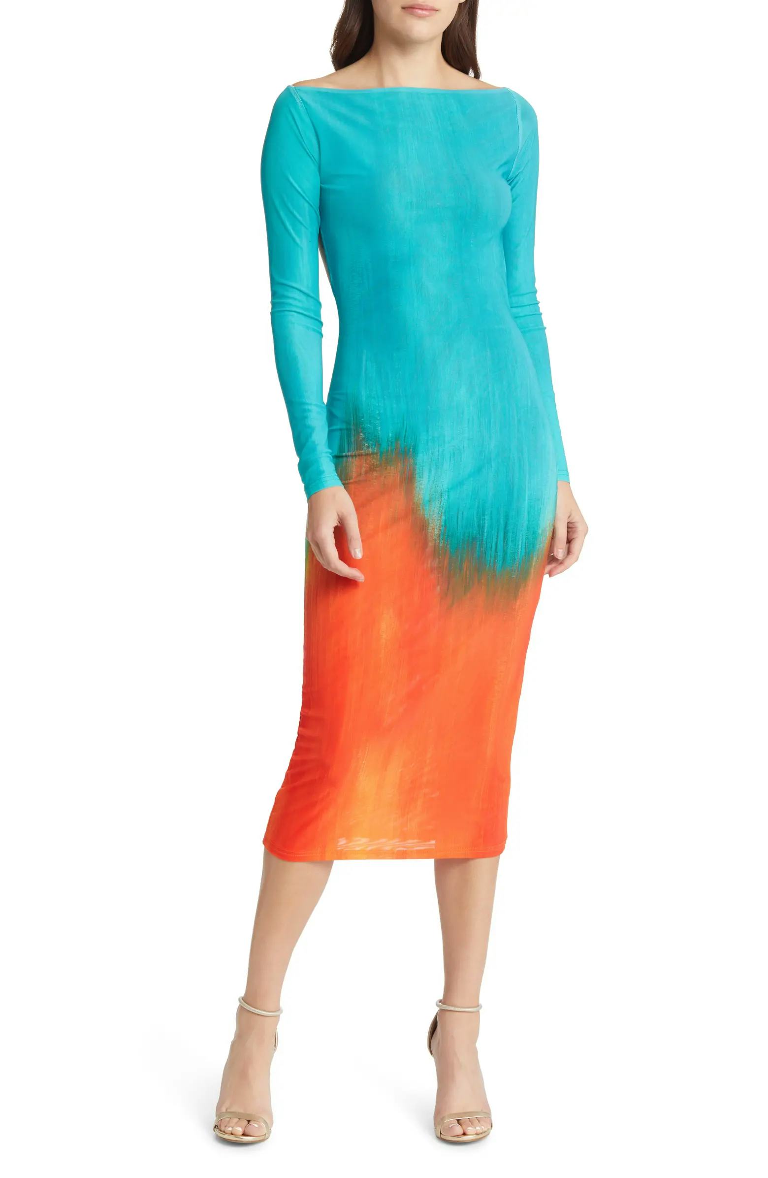 Alamea Ombré Long Sleeve Midi Dress