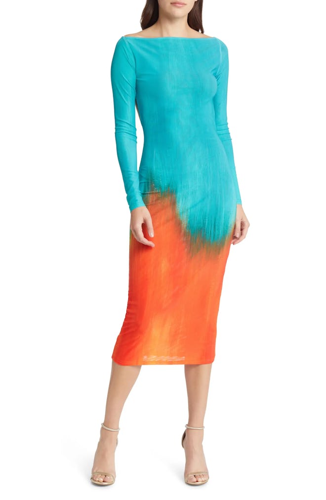 Alamea Ombré Long Sleeve Midi Dress