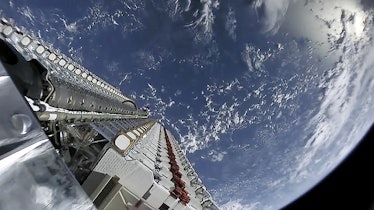 An image taken from a SpaceX Starlink internet satellite in space.