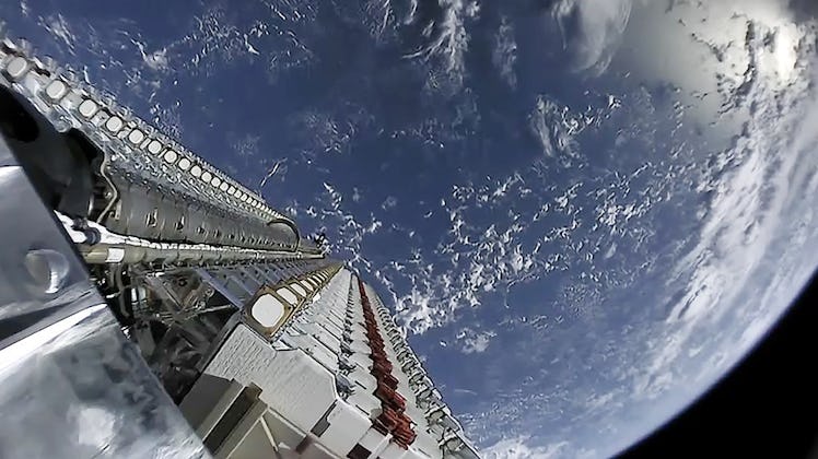 An image taken from a SpaceX Starlink internet satellite in space.