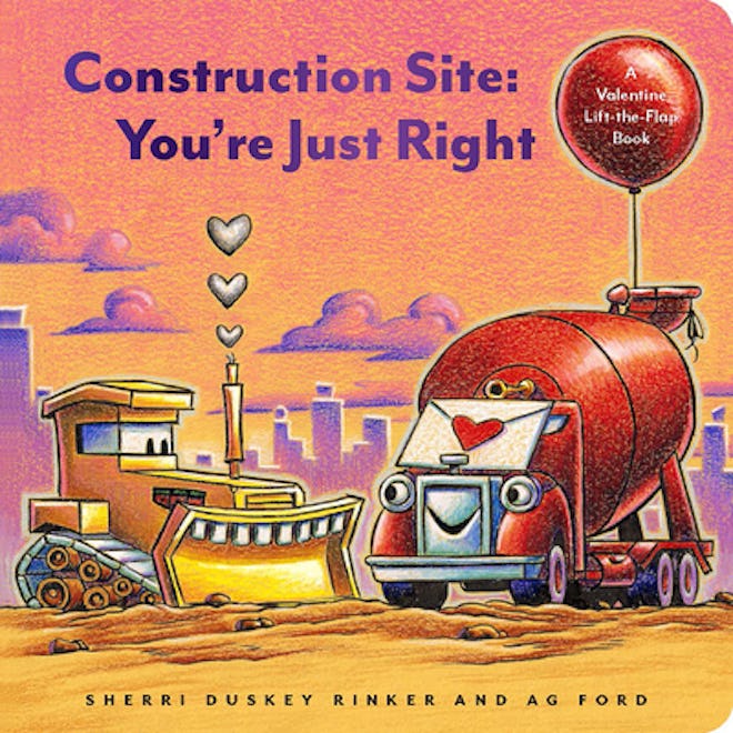 Valentine's Day board book with construction vehicle