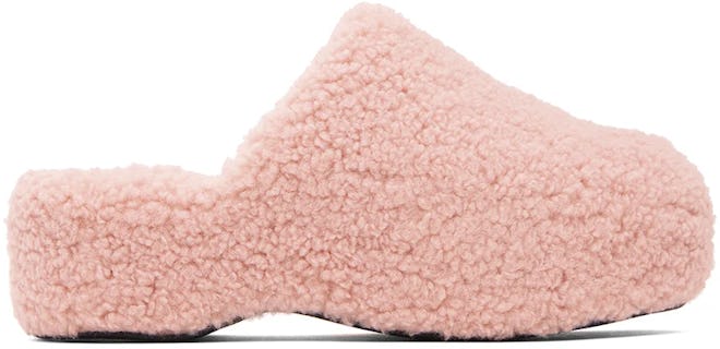 Simon Miller Pink Faux-Shearling Bubble Clogs