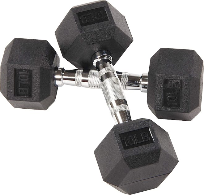 Balancefrom Rubber Encased Hex Dumbbell Pair