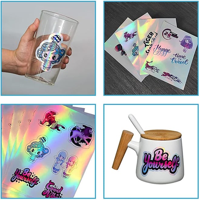 UOKHO Printable Holographic Sticker Paper, 20 Sheets