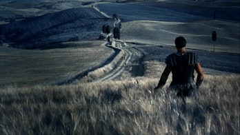 Maximus (Russell Crowe) stands in the fields of Elysium at the end of Gladiator