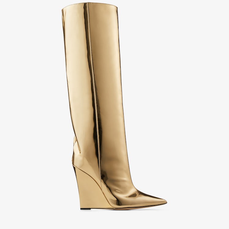 Jimmy Choo metallic gold knee boots