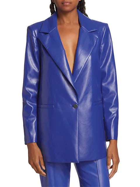 Alice + Olivia Dunn Vegan Leather Loose Blazer