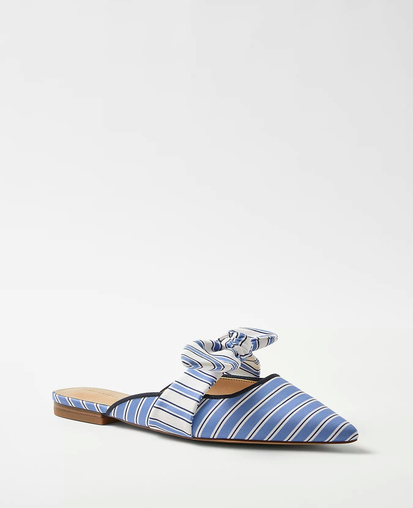 Striped Bow Mule Flats
