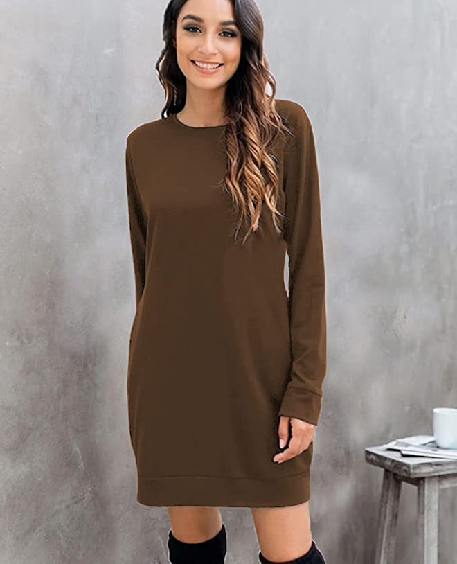 LuckyMore Long Sleeve Crewneck Sweatshirt Dress