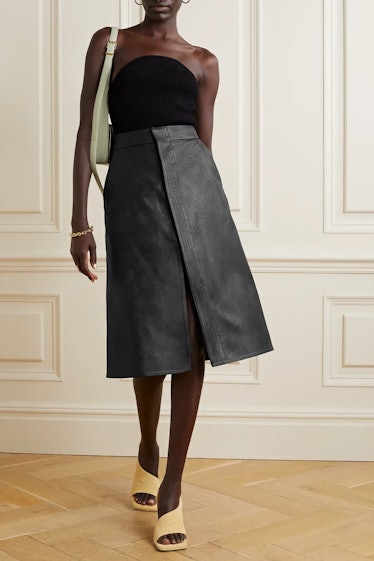 Lauren Vegetarian Leather Midi Skirt