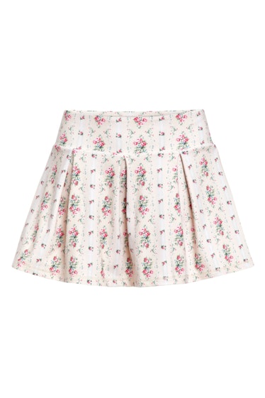 LoveShackFancy cream floral print tennis skirt