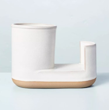 Modern Rim Stoneware Kitchen Sink Caddy Cream/Clay