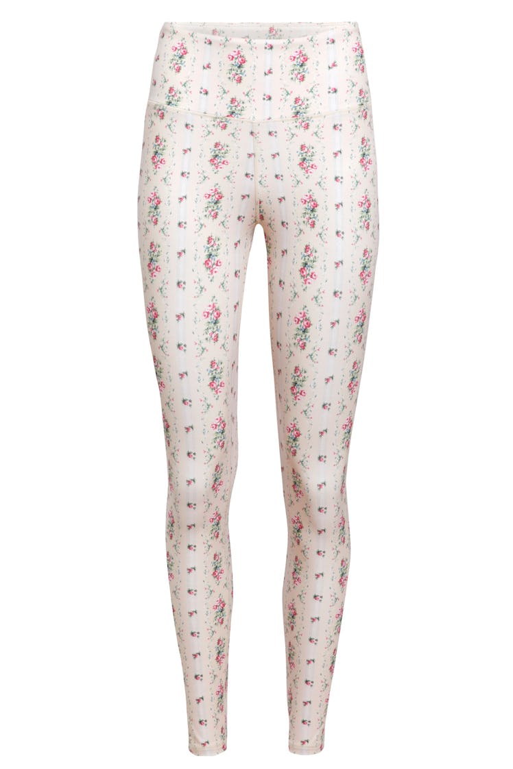LoveShackFancy cream flower print leggings