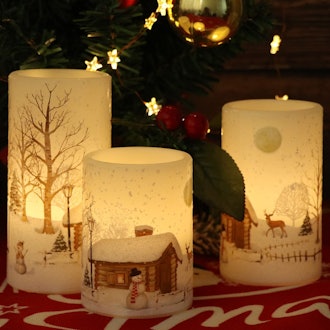 GenSwin Christmas Snowman Flameless Candles (3-Pack)
