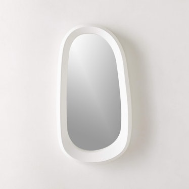 Wylder White Cement Oval Wall Mirror 24"