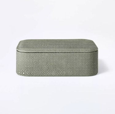 Small Rounded Faux Shagreen Box with Removable Lid 