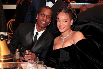 A$AP Rocky and Rihanna attend the 80th Annual Golden Globe Awards 