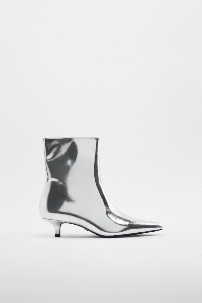 Zara silver metallic ankle boots