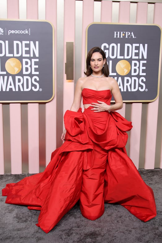 Lily James attends the 80th Annual Golden Globe Awards 