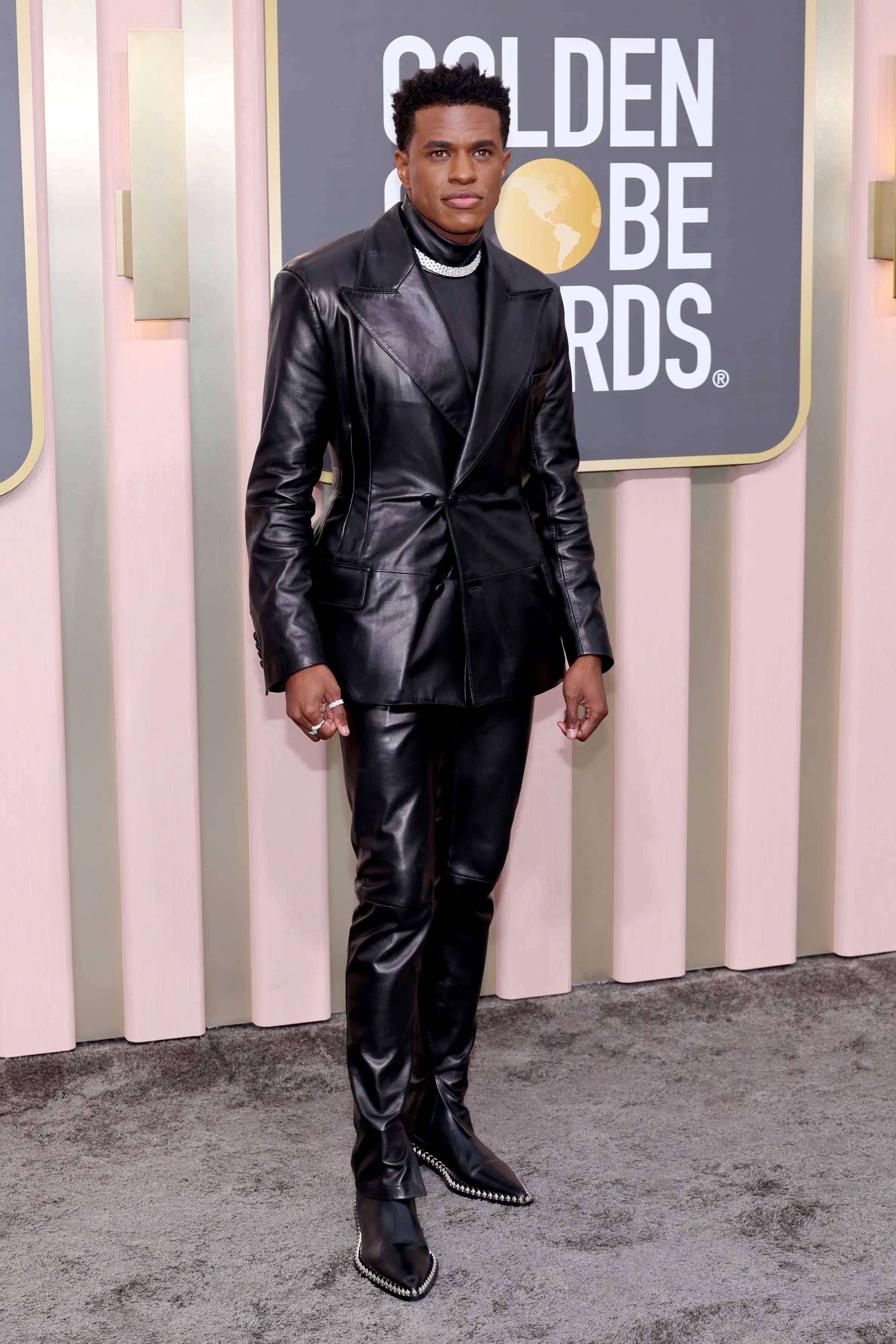 Jeremy Pope attends the 80th Annual Golden Globe Awards at The Beverly Hilton on January 10, 2023 in...