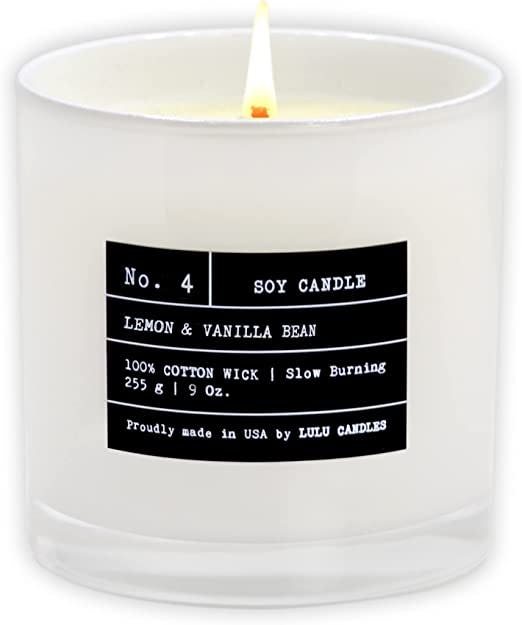 These lemon candles are made with a soy-blend wax and feature notes of vanilla for a lovely scent.