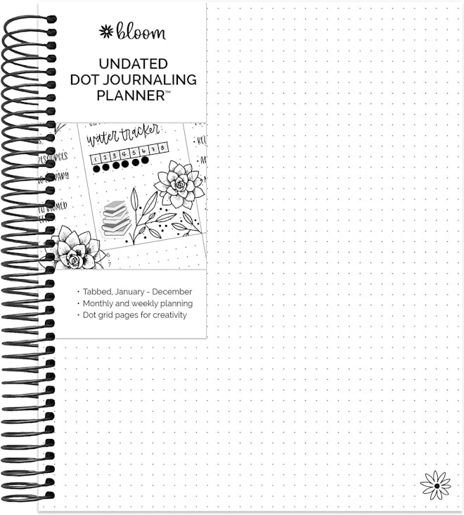 This undated planner has a lot of open space for personalization, making it an ideal bullet journal …
