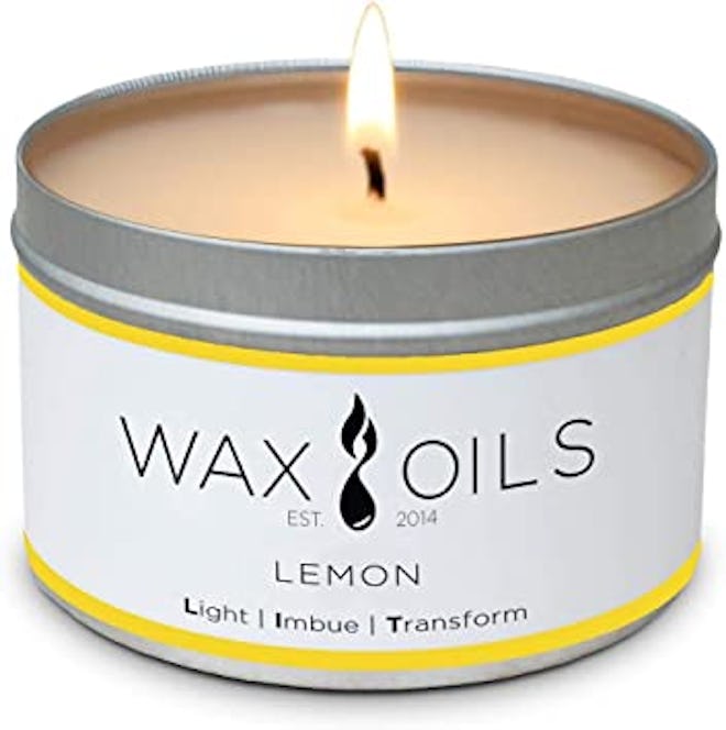 If you're looking for small lemon candles, consider this 8-ounce tin candle that's great for small s...