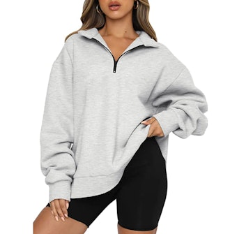 Trendy Queen Oversized Half-Zip Sweatshirt