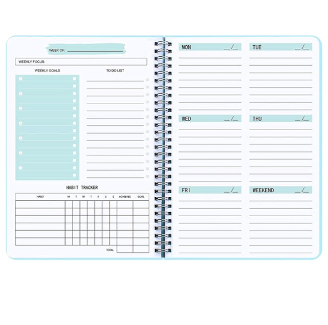 This undated planner is formatted on a weekly basis, and offers a no-frills, budget-friendly alterna...
