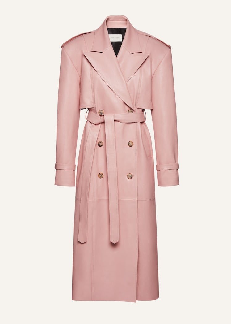 Magda Butrym pink leather trench coat
