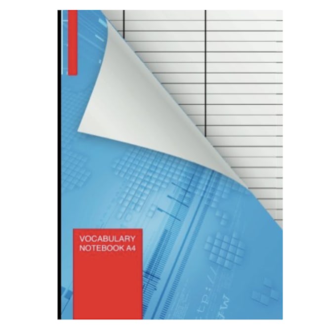 This notebook features designated columns for writing and learning vocabulary in another language.
