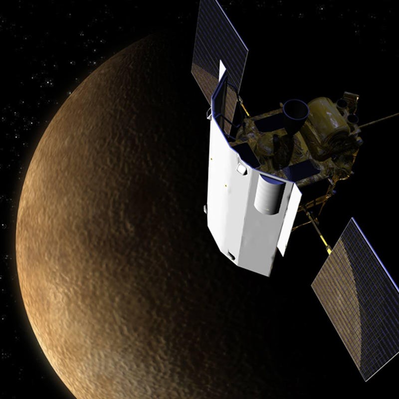 illustration of a spacecraft approaching Mercury