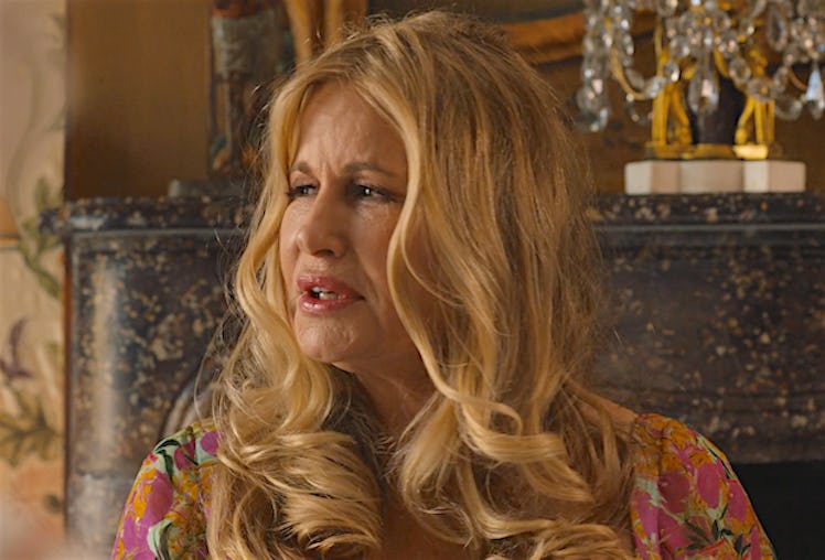 Tanya, whose zodiac sign is Pisces, played by Jennifer Coolidge, looks around in confusion during Th...
