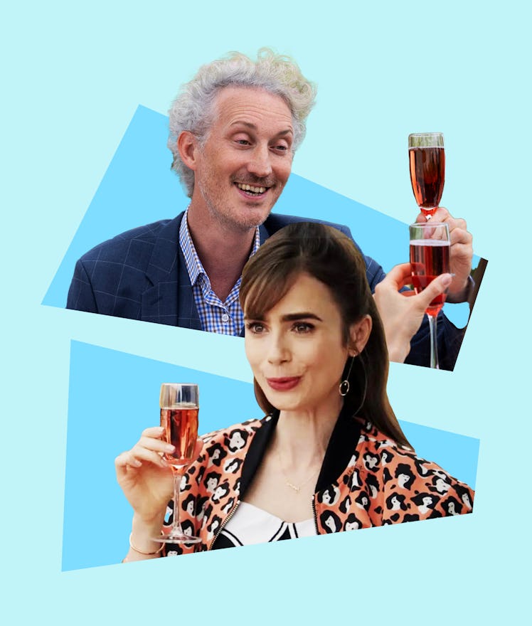 Emily and Luc drinking Kir Royales on Emily in Paris